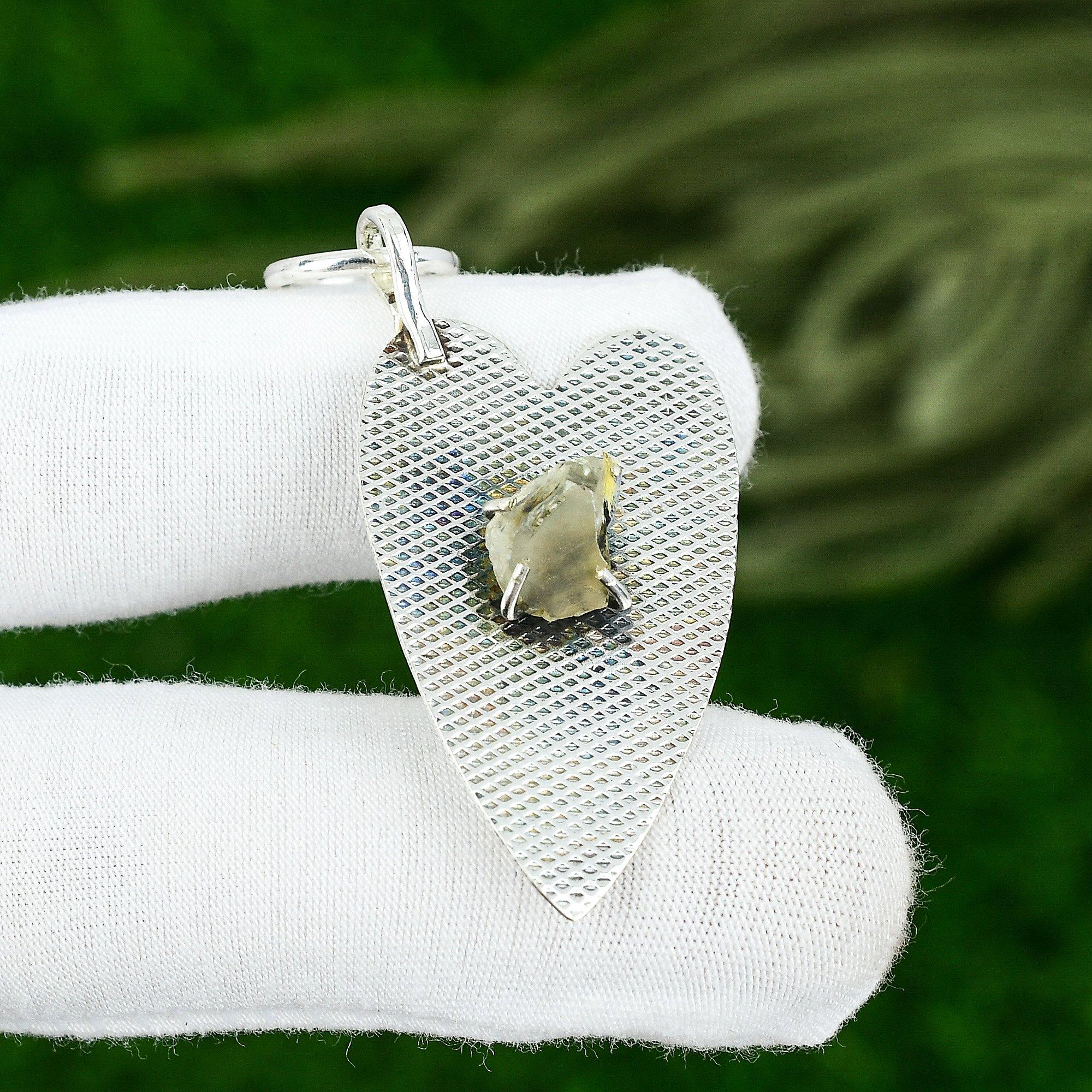 

Friendship Day Sale 925 Sterling Silver Citrine Rough Gemstone Pendant Jewelry