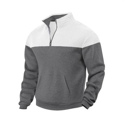 Men's Outdoor Casual Patchwork Hoodies Half Zipper Fashion Sweatshirts Comfortable Streetwear