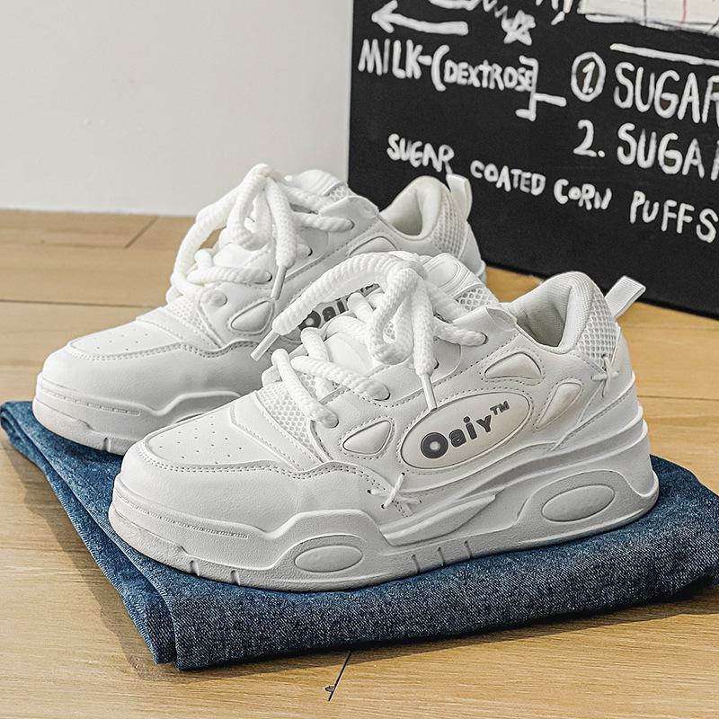 

Мужские кроссовки на платформе, повседневные, дышащие, для активного отдыха, вулканизированные, для пар, новые, массивные кроссовки для бега, массивная повседневная обувь 44 белый