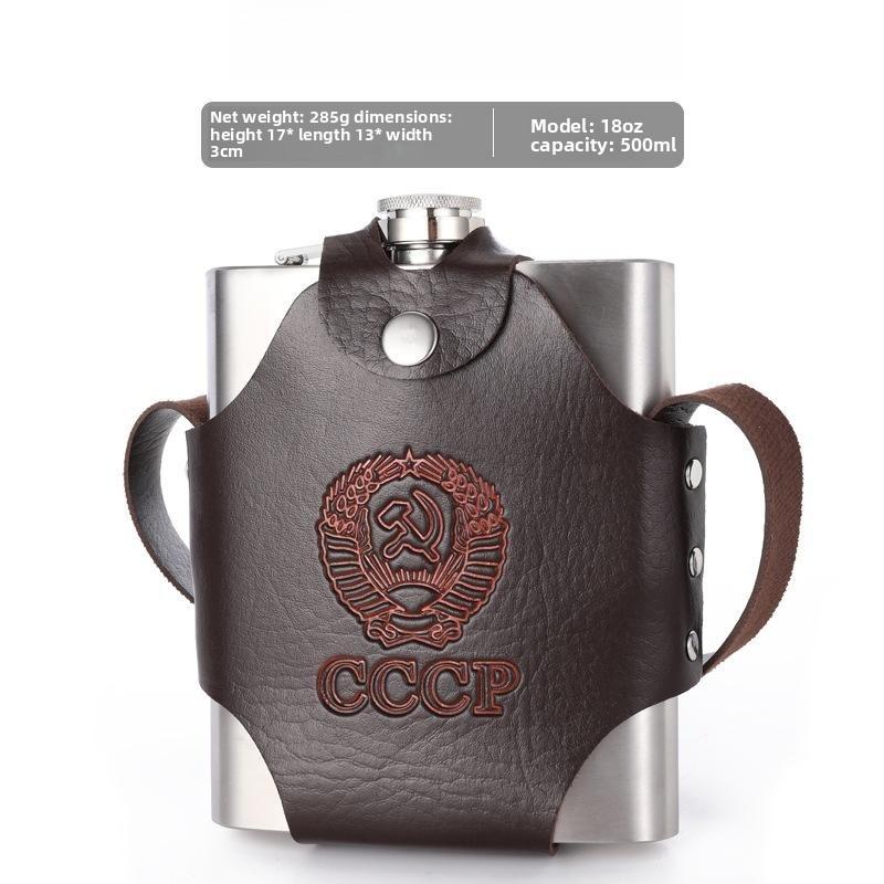 304 Edelstahl flacher Weinkrug, tragbare Outdoor Metall Weinflasche Weinglas Weinset