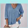 Polyesterbluse mit V-Ausschnitt und lockerer Passform für sommerliche Freizeitkleidung