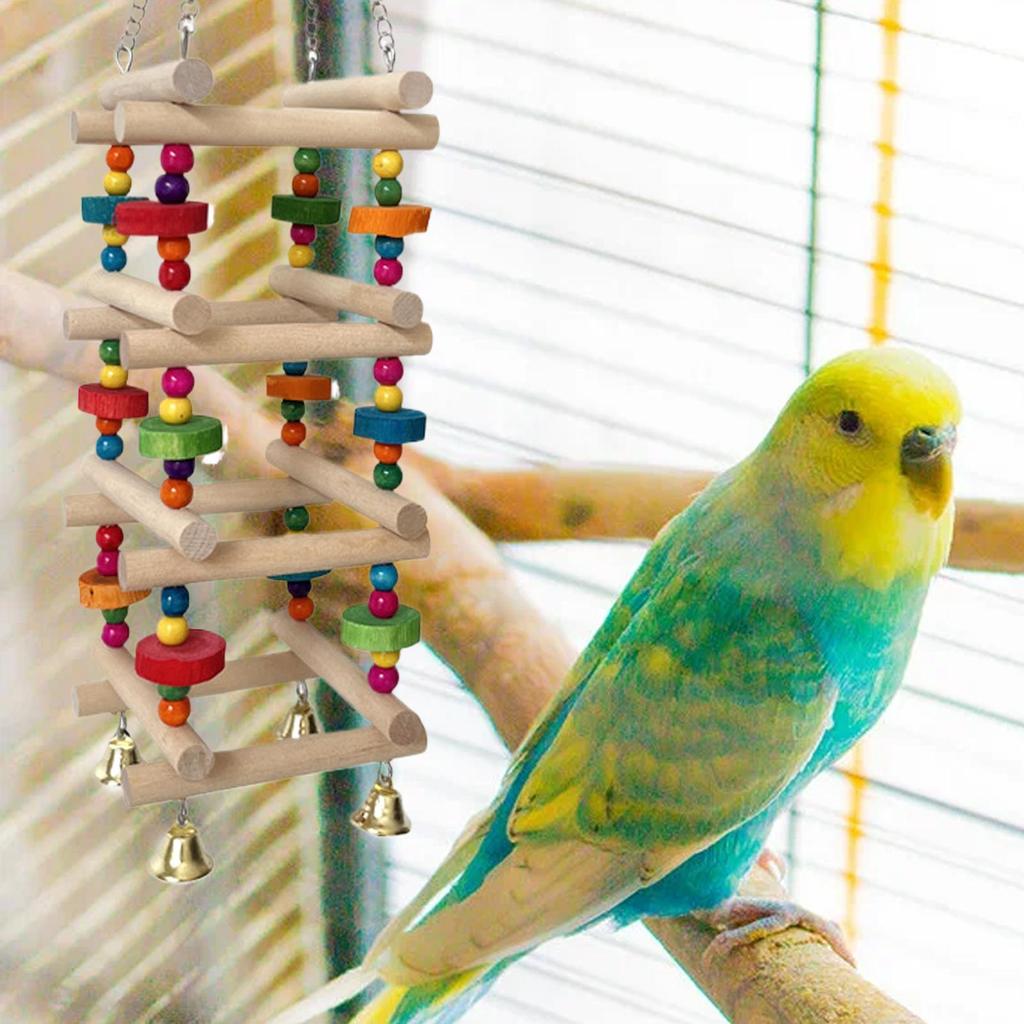 Parrot Chewing Toys Wood Ornament Natural Wooden Bird Climbing Toy Safe Multifunctional Woodpecker Accessories for Adults Pet