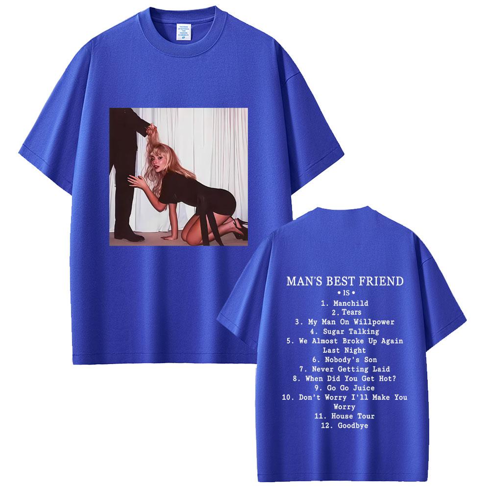 CHARM CLOTHINGS 2025 Zomer Sabrina Carpenter Man's Best Friend Album Grafisch Mannen Vintage Streetwear Mannen Vrouwen 100% Puur Katoen Bedrukt T-shirt M