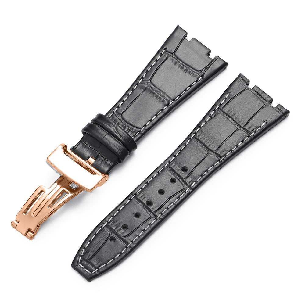 Top Layer Genuine Cowhide Watch Strap for AP Audemars 15400 15703 26320 Royal Oak Offshore Series Men27mm Black Brown Watch Band