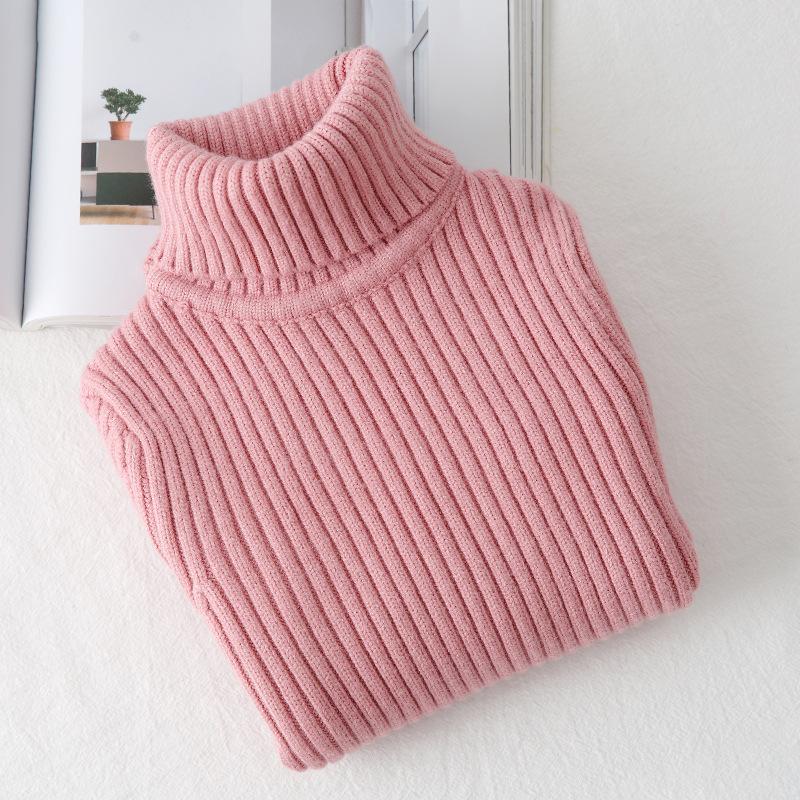 Fashion Baby Girls Winter Turtleneck Knitted Sweaters Clothes Autumn Children Boys Pullover Kids Knitwear Versatile