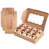 20 Pieces Brown Paper Cupcake Boxes with Clear Window for Desserts Candy and Gifts Ideal for Parties and Event