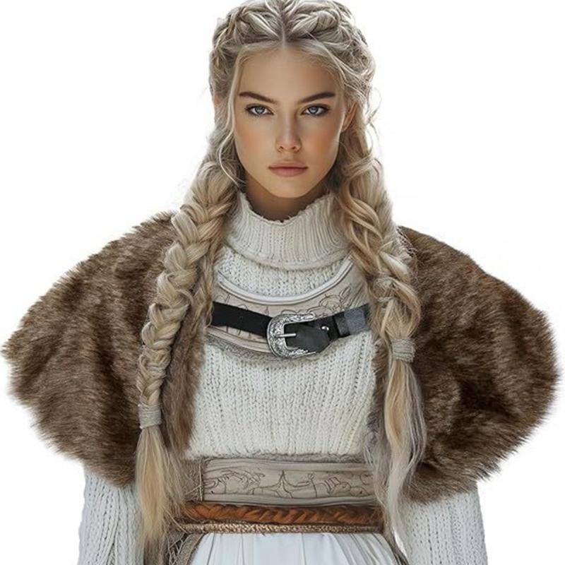 Medieval Vintage Style Artificial Furs Capes Cloak Warm Winter Role Play Halloween Costume Accessory Unisex Design Shawl