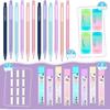 Yexiya 36 Pcs Mechanical Pencil Set, 12 Pastel Cute Mechanical Pencils with 8 Tubes HB Resin Refills, 4 Pcs Erasers and 12 Cap Eraser Refills for