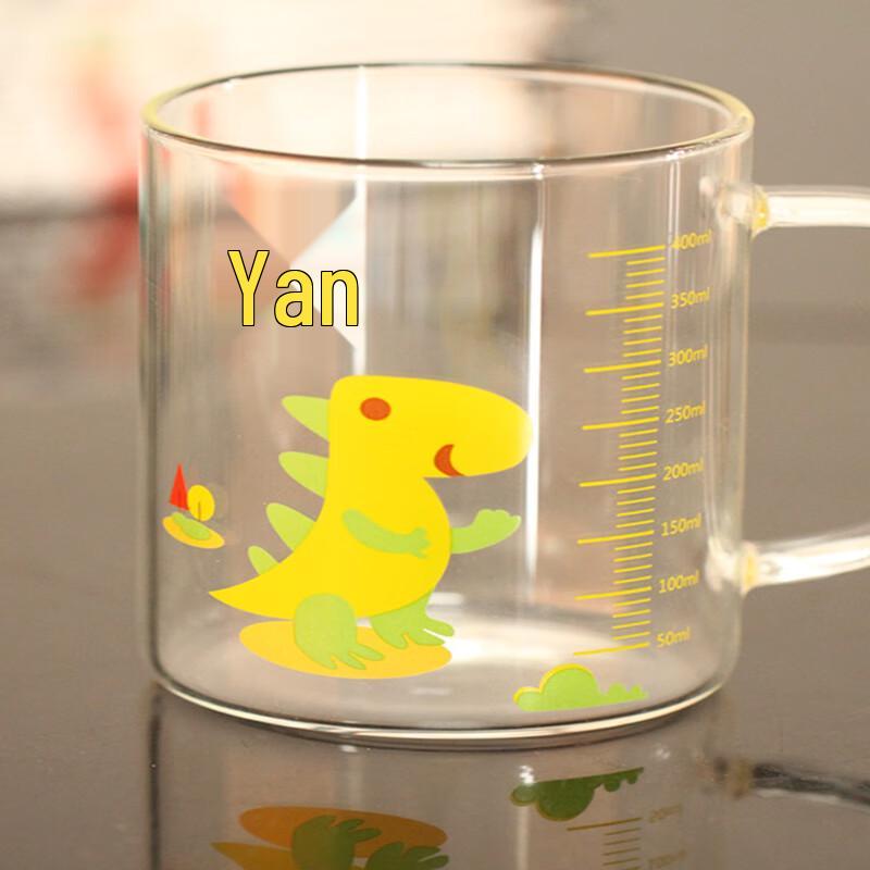 Falevints Cartoon Glass Milk Mug with Handle