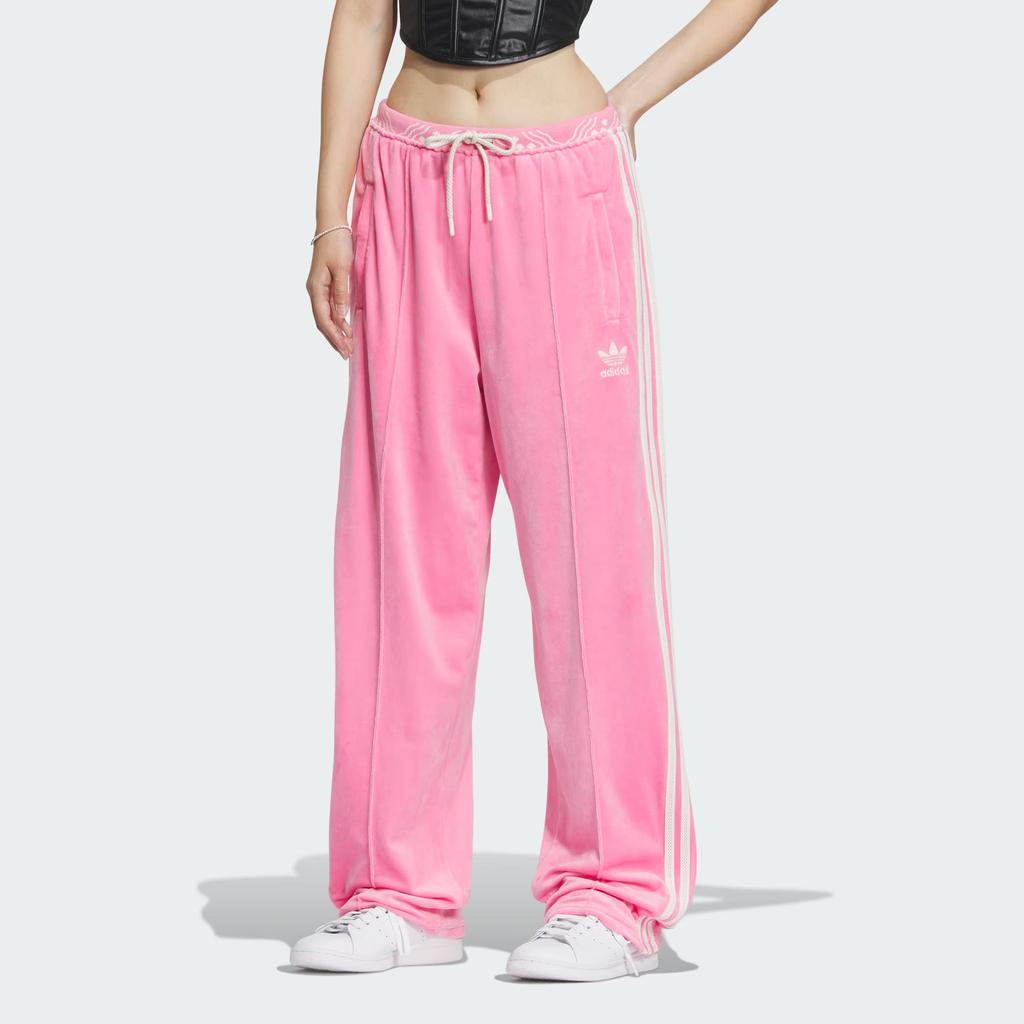 adidas Originals x FEIFEI RUAN Classici Retro Vita Alta Coulisse Elastica Velluto Maglia Pantaloni da Jogging Donna Pantaloni Inferiori Rosa IX4230