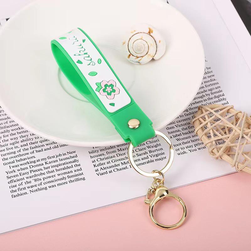 Cherry Blossom Soft Rubber Keychain & Bracelet - Cute, Simple Style Accessory