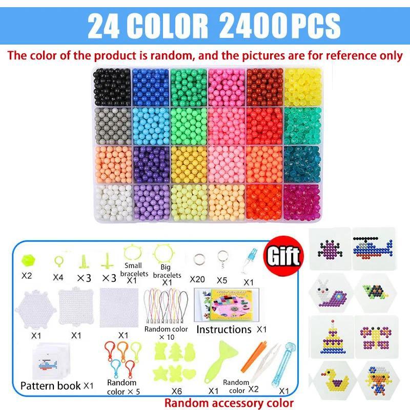 Diy Water Fuse Beads Toy No-Iron Sticky Art Craft Set 3D Pixel Art Bead Kit Water Sticky Beads Sensory Toy Educational Gift