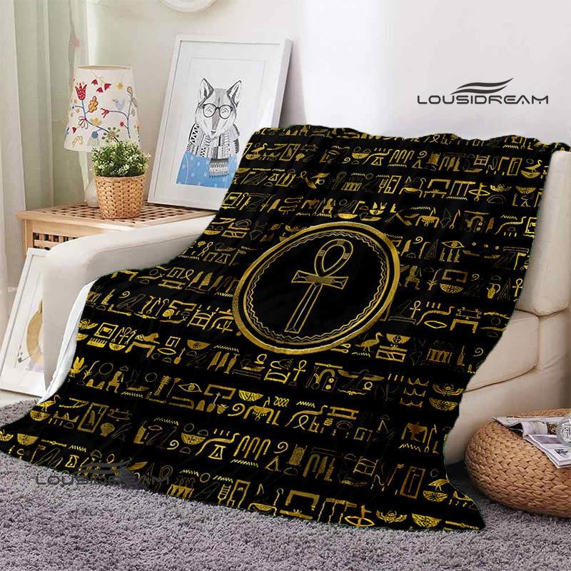Egyptian Pictograph and Symbol Printing Blanket Children Warm Blankets Home Travel Soft and Comfortable Blanket Birthday Gift