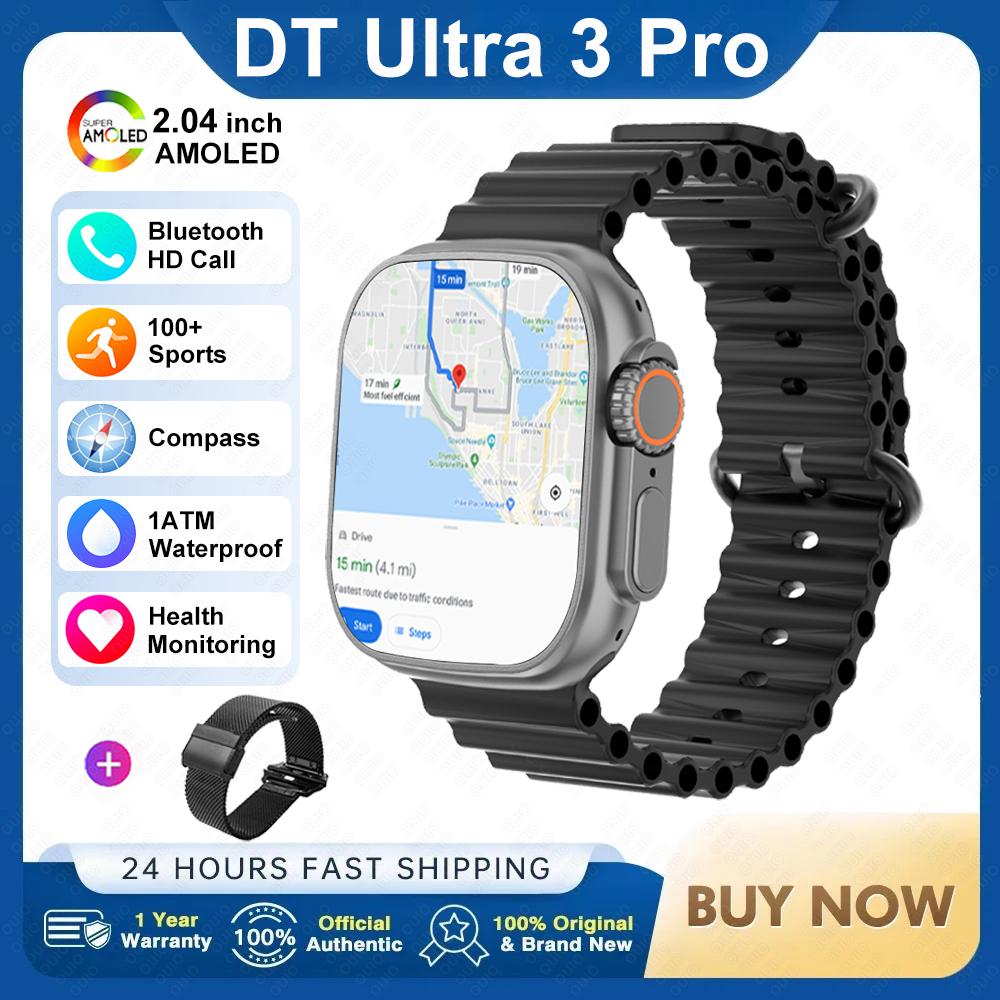 2025New DT Ultra 3 Pro Google Map NFC SmartWatch 32G Memory Music Video NFC Bluetooth Call Waterproof SmartWatch