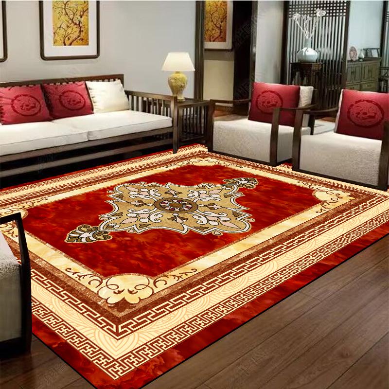 European Red Luxury Carpet Large Living Room Decoration Home Rugs Soft Comfortable Lounge Rug Anti Slip Washable Bedroom Mat