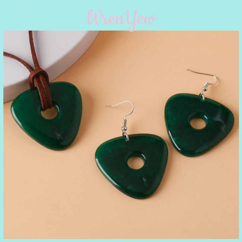 Coraline And The Secret Door Jewelry Set With Geometric Earrings And Jade Pendant For Women