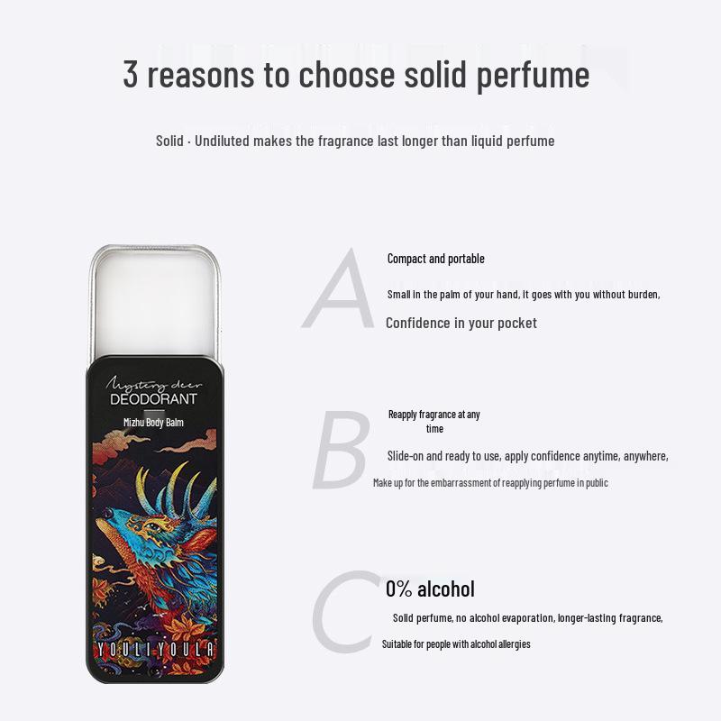 Mizilu Alcohol-Free Solid Perfume: Fresh, Long-Lasting Unisex Fragrance, Portable Body Balm.