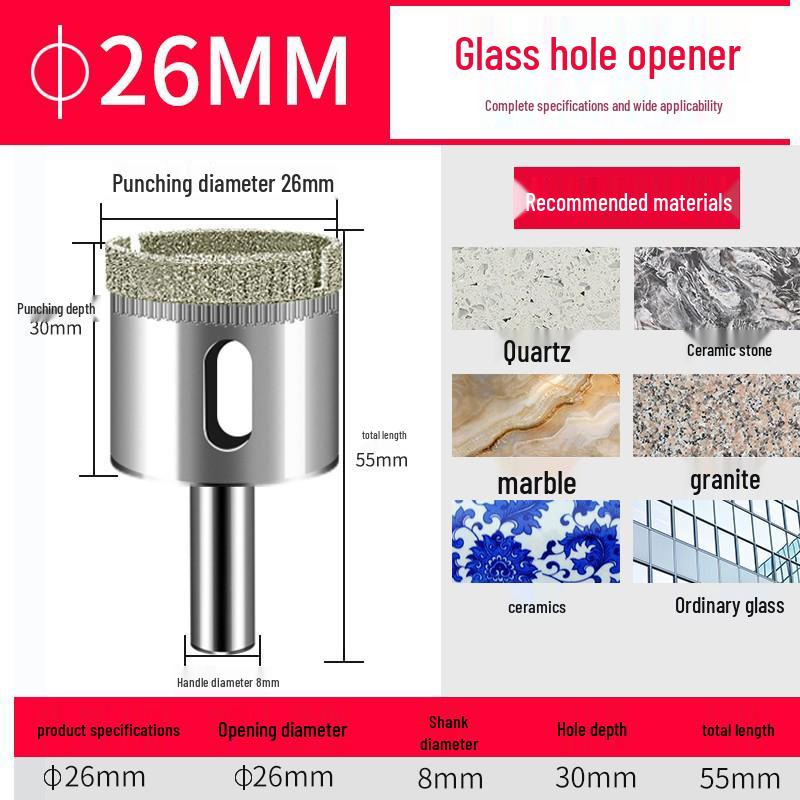 

Наждачний скляний свердло для плитки та мармуру, 3-200 мм