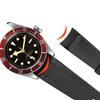 Klasický vysoce kvalitní gumový řemínek se zakřivenými konci pro hodinky Tudor Black Bay GMT s překlápěcí sponou Černý Modrý Červený 22mm Náramek
