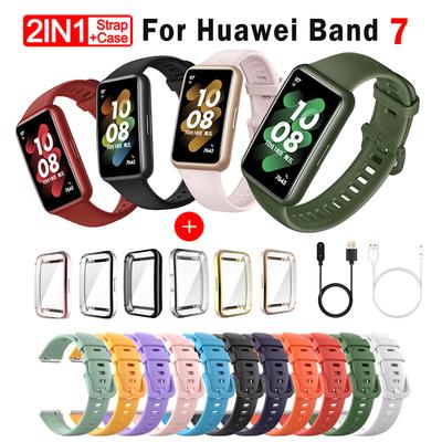 Curea din silicon moale pentru Huawei Band 7 Accesorii Bratara de inlocuire Husa de protectie pentru ecran Bratara pentru Huawei Watch Band7