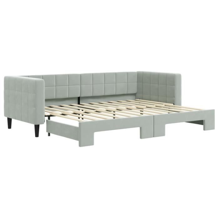 VidaXL Daybed with Trundle Bed Light Grey 80x200 Cm Velvet 3196684