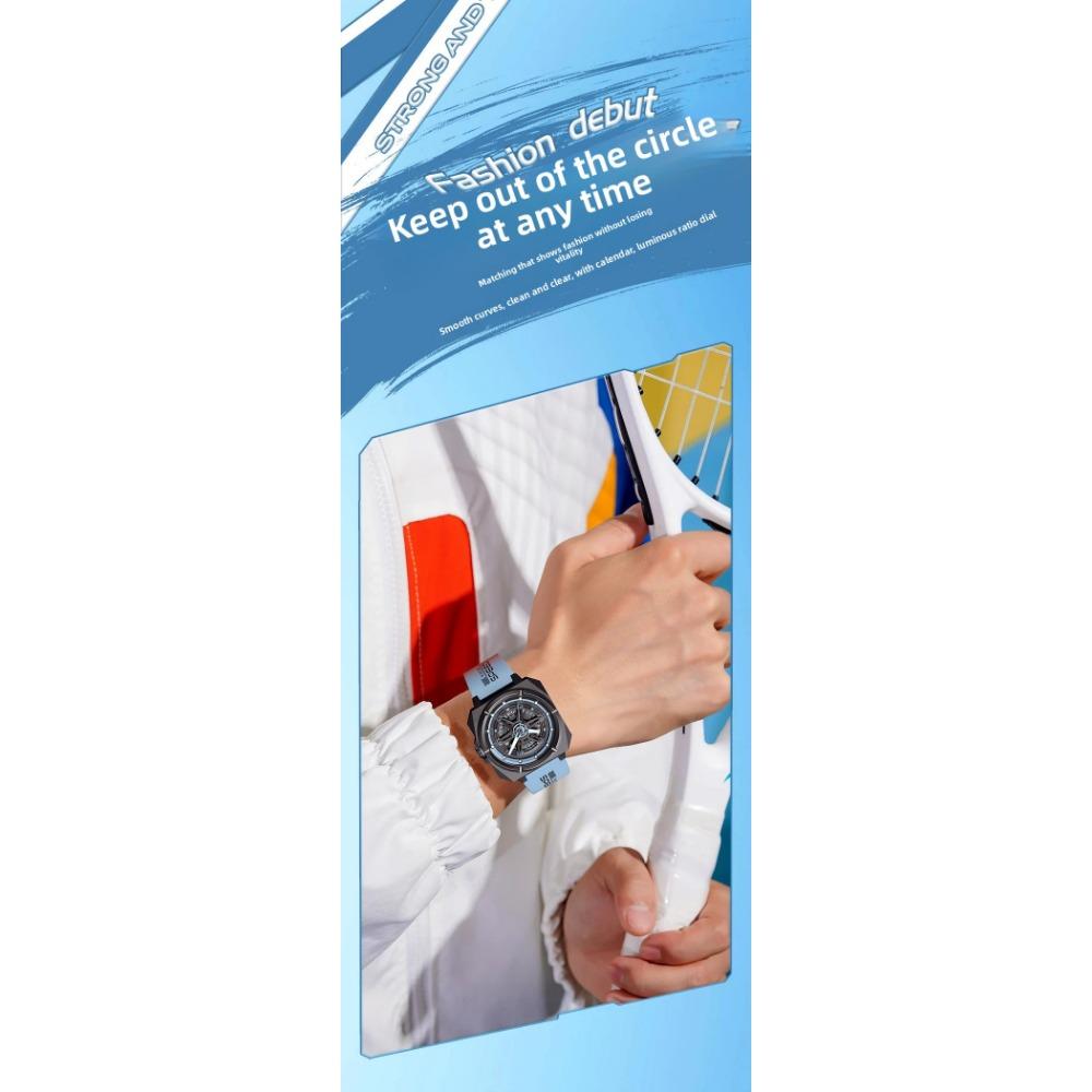 ABORNI 5006 Orologio Sportivo da Uomo Stile Meccanico Calendario Quarzo Cinturino in Silicone Quadrato Serie Yonghui Star Track Orologio per Uomo