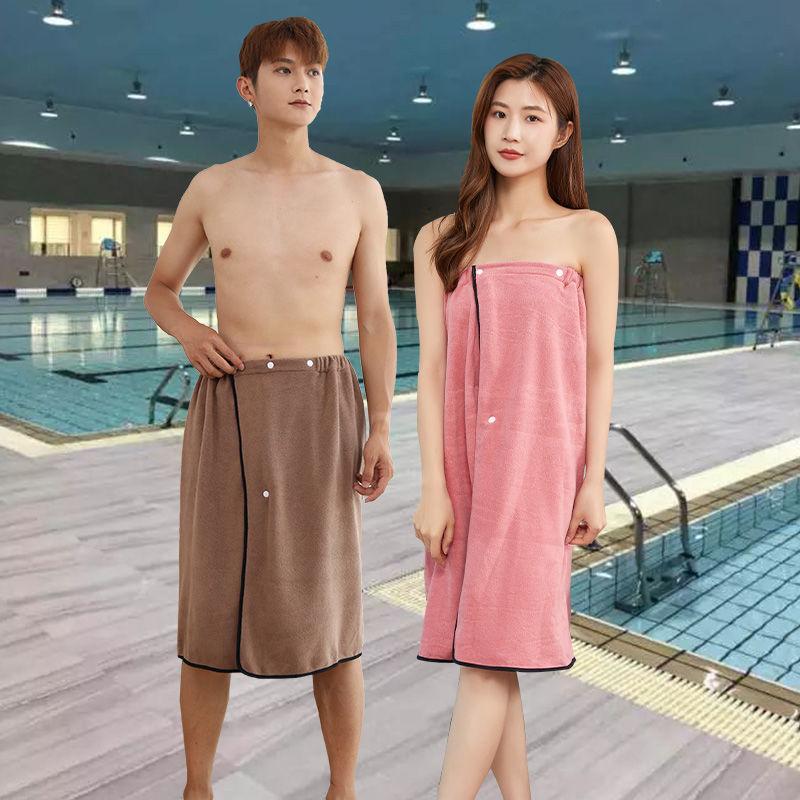 Bath towel couple style one pair of 2pcs men and women can wear or wrap bath skirt home absorbent no lint plus size bathrobe