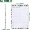 60 Sheet Meal Planner for Fridge, Magnetic Weekly Meal Planner & Grocery List with Tear-off Shopping List for Meal Prep, 7x10''-Flower Design