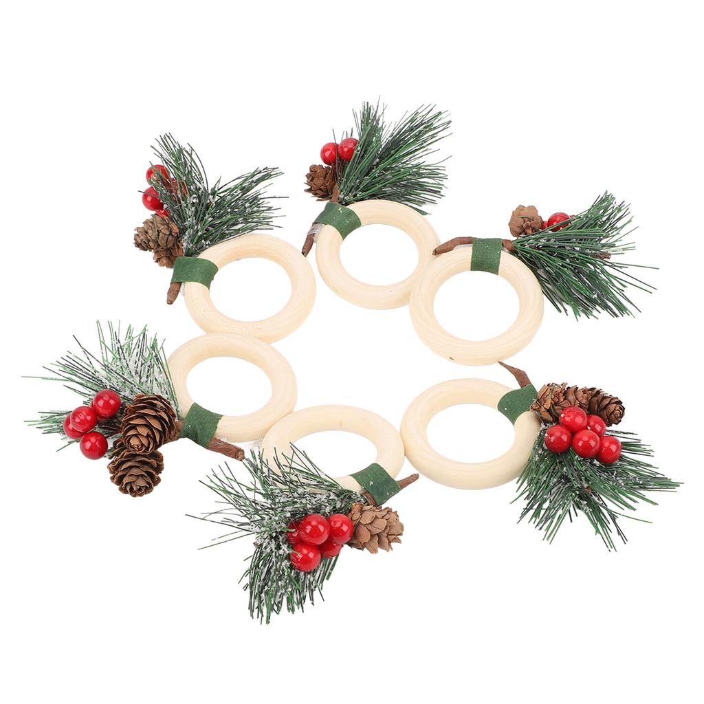 6pcs Pine Cone Napkin Ring Xmas Table Decoration Pine Cones Xmas Napkin Holder for Xmas Wedding