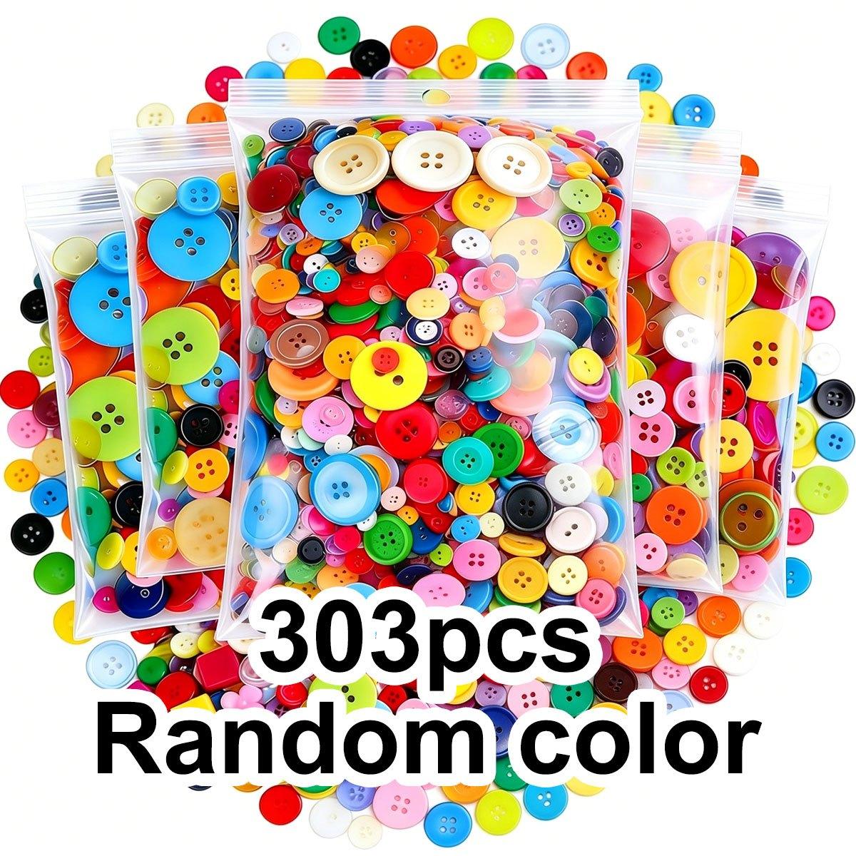 

303pcs Color Round Plastic Buttons - 0.7-2.5cm Assorted Sizes for DIY Crafts, Sewing & Knitting Projects, Household Sewing ZSY