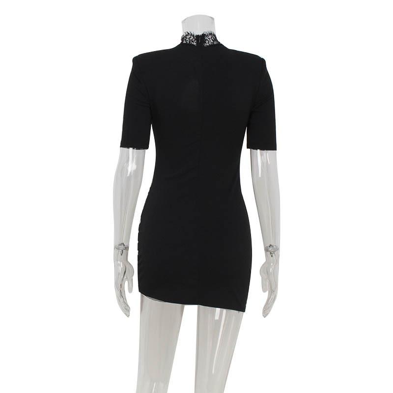 Women's Fashion Sexy Hollow Lace Patchwork Bag Buttock Dress