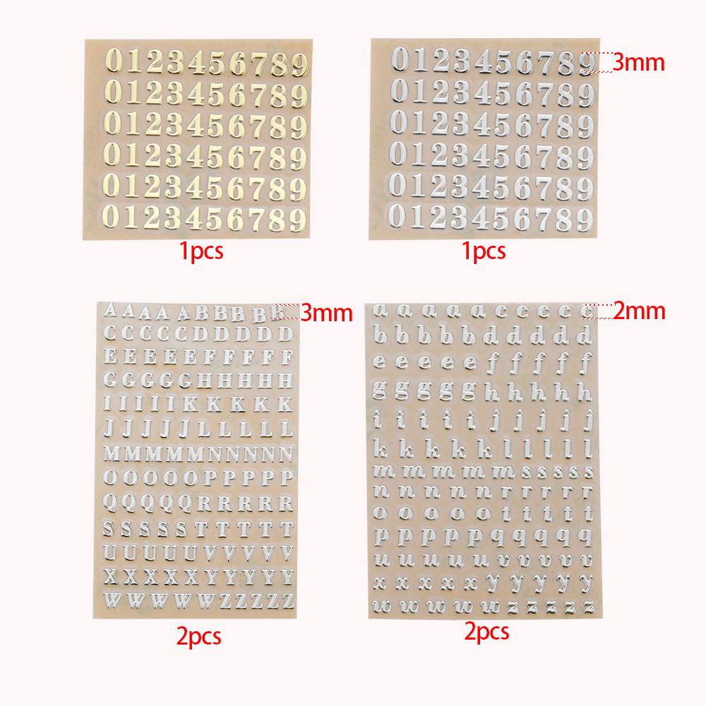 Adesivi Decorativi Lettere Alfabeto Numeri 2-9mm Riempitivo Resina Epossidica Oro Argento Per Stampi in Silicone Fai da Te Riempimenti per Artigianato