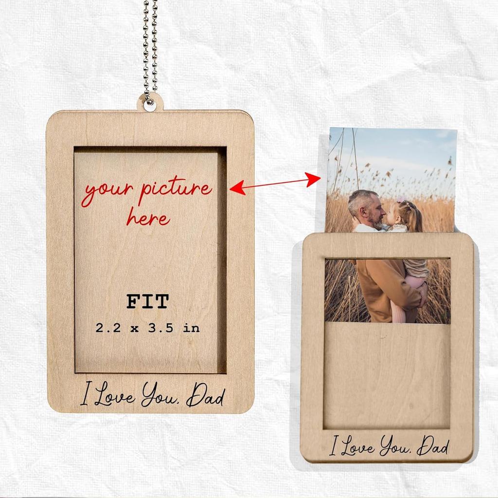Wooden Decorative Hanging Photo Frame, Driving Safety Decorative Rearview Mirror Accessories  Car Photo Frame
