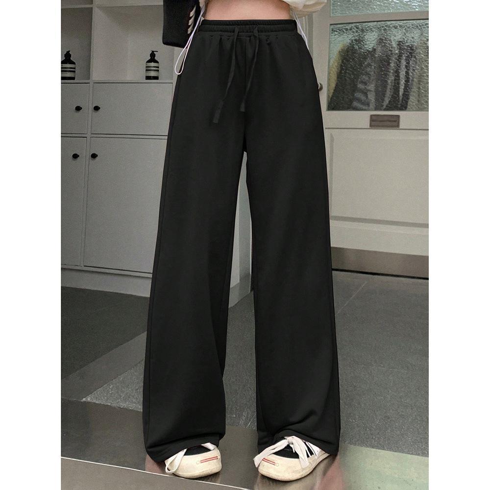 

Women s Wide Leg Elastic Waist Pants - Casual Long and Versatile Style Small чёрный