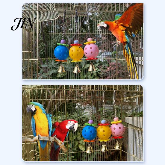 Bird Pecking Toy Parrot Foraging Ball Toy, Plastic Hollow with Bell, Play Cage Enrichment for Lovebird Budgie Cockatiel Conure