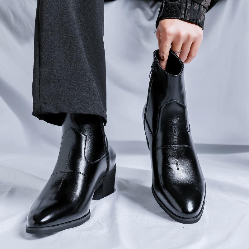Fashion 2025 Men's Boots Luxury Brand Leather Boots Fashion High Top Chelsea Boot Business Dress Boots for Men Ankle Botas Big Size 46