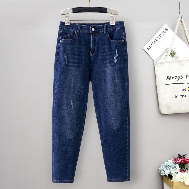 

Plus Size Stretchy Women’s Jeans with Elastic Waist for Slimming and Comfort. Ideal for 200 Jin, Wide Hips, and Thick Thighs - Dad Pants Style. 5XL (180-200 jin)