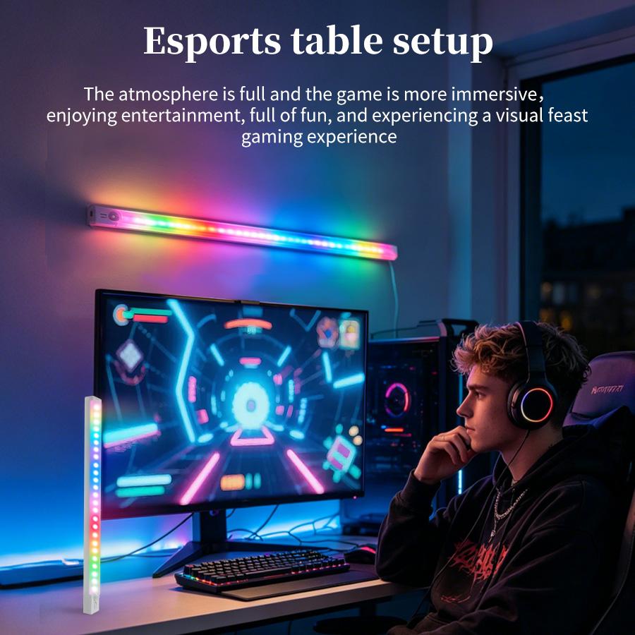 Motion Sensor LED Night Lights Rechargeable Magnetic Cabinet Lamp 5Modes RGB Light Bar For Bedroom Living Room Gaming Lighting