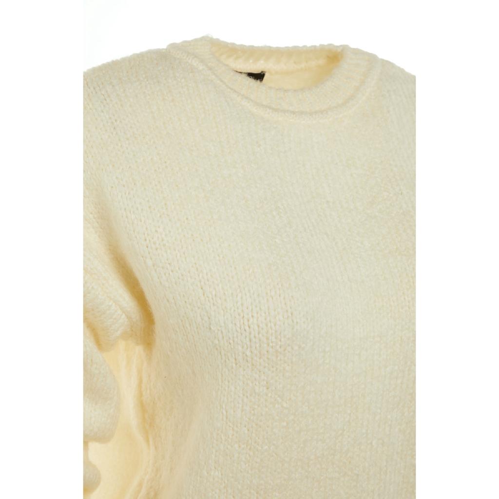 Ecru Wide Fit Weicher, strukturierter Basic-Strickpullover Twoaw23kz00185