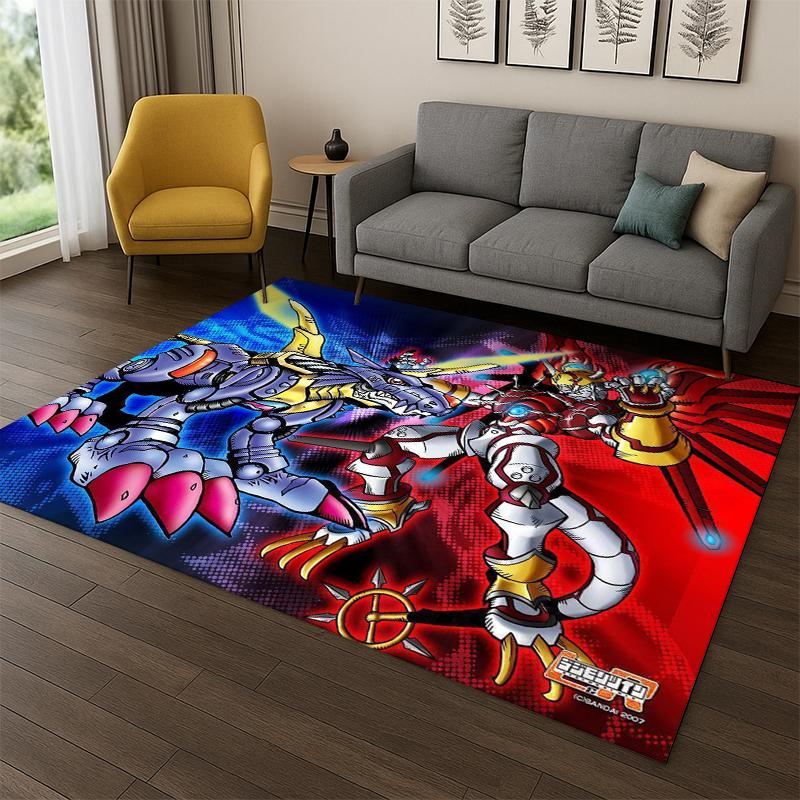 3D Digimon Adventure Angewomon Agumon Cartoon Carpet Rug for Bedroom Living Room Sofa Doormat Home Decor,Kid Area Rug Non-slip