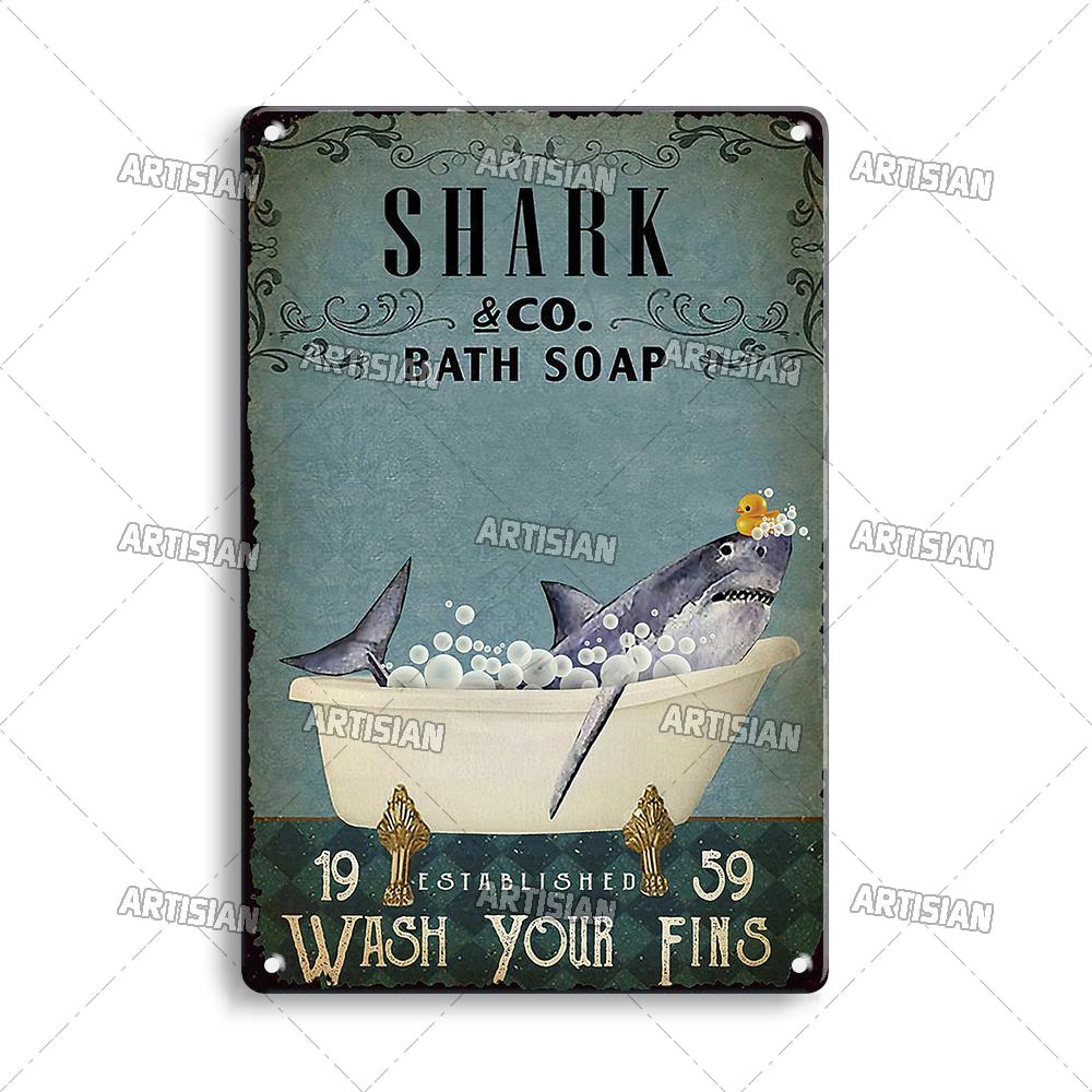 Artisian Bathroom Metal Sign Washing Room Tin Poster Toilet Decorative Plate Bath Soap Wall Decor Garage Bar Pub Club Hotel Cafe