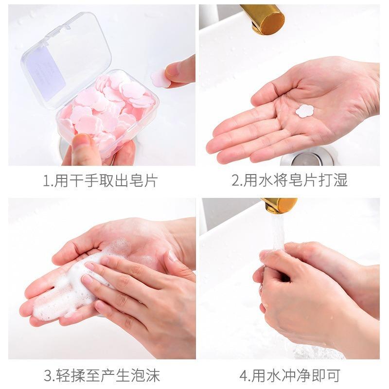 Disposable Soap Tablets Student and Children's Portable Petal Soap Tablets Outdoor Travel Portable Antibacterial Hand Soap