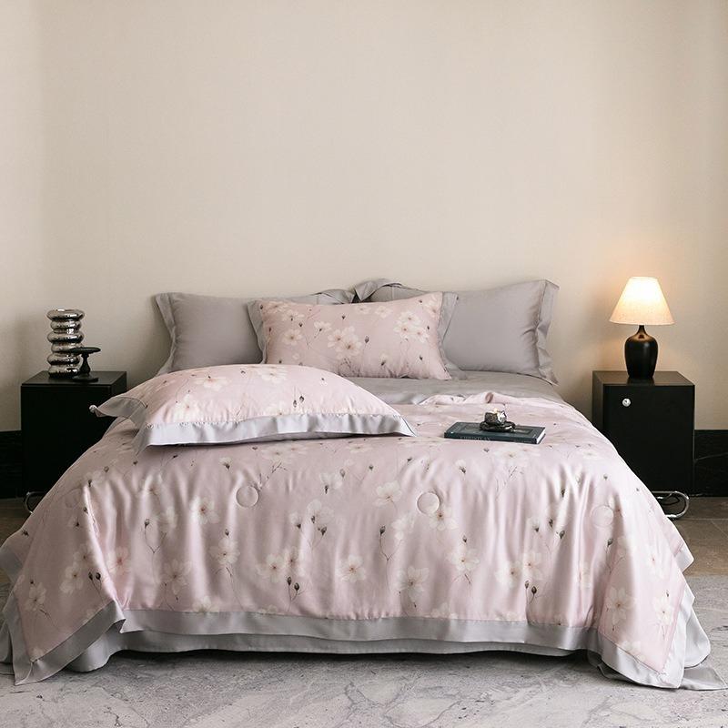 Luxury 100% Lyocell Tencel Summer Quilt Set Four-Piece Air Conditioning Quilt High-End Sensation A-Class Baby-Friendly Bedding