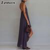 Wind New Purple High Neck Sleeveless Ruffled Hem Dress Casual Fashion Maxi Dress
