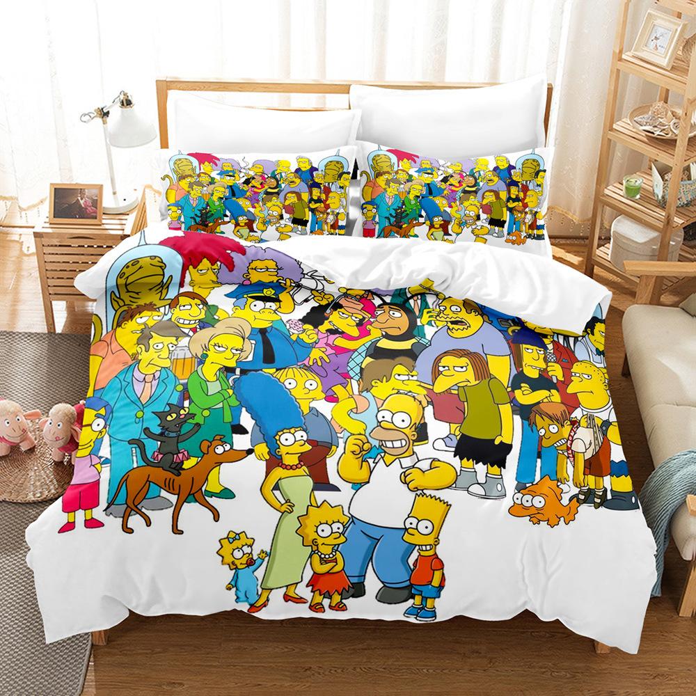 3D Digital Printing Simpson Three-Piece Bedding Set