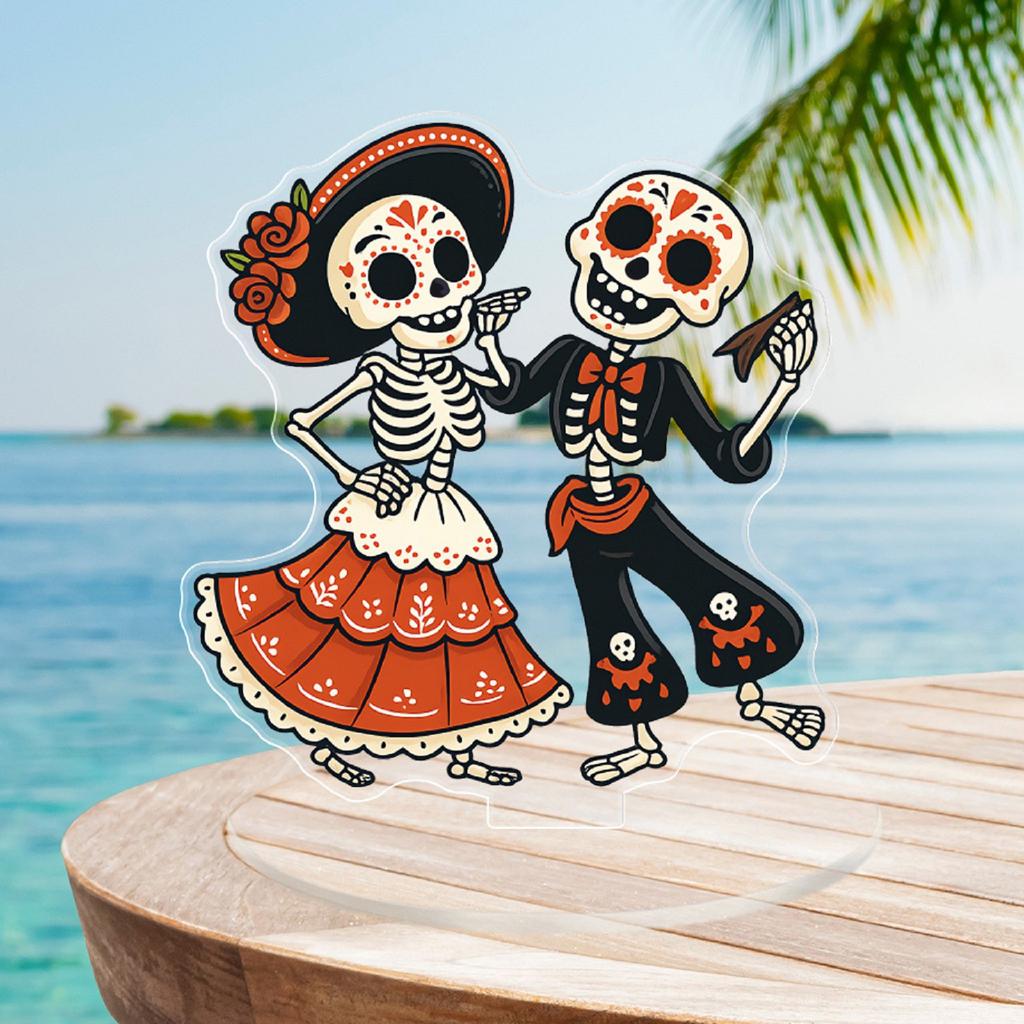 2D Cheerful Skeleton Couple Table Acrylic Ornament