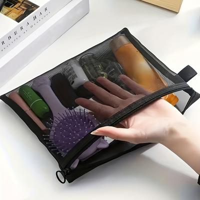 1pc Mesh Cosmetic Bag Lightweight Zipper Makeup Bag Travel Bag Travel Makeup Organizer, Versatile Coin Purse