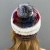 Căciulă Tricotată cu Pompom pentru Femei Iarnă Caldă Blană Naturală de Iepure Rex Vulpe Pompom Cranii Fete Căciuli Groase Colorate