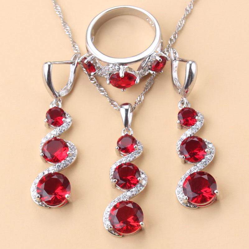 Mark  Wedding Dress Costume Bridal-Bridesmaid Jewelry Blue Stone Earrings And Ring Women Necklace Set Free Gift Box