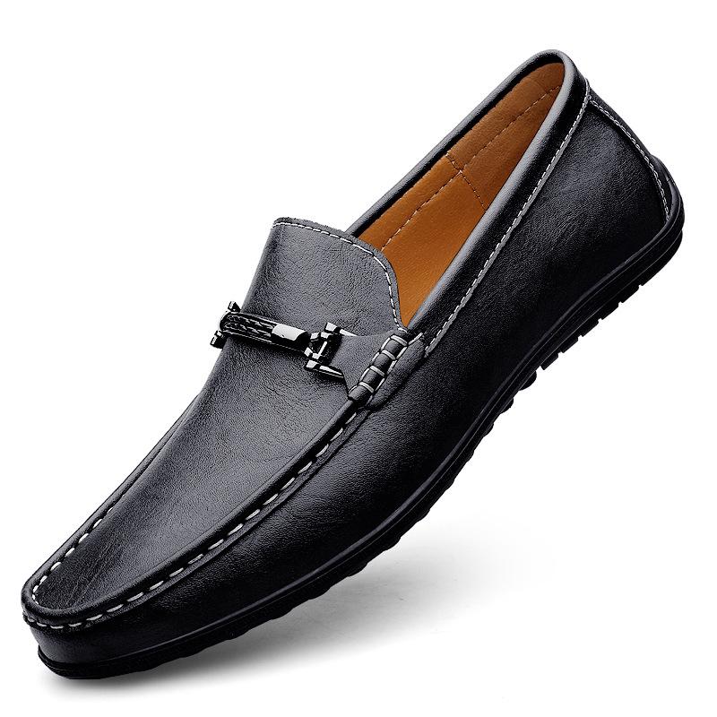 Men s Spring Slip-on Leather Driving Loafers 39 чёрный